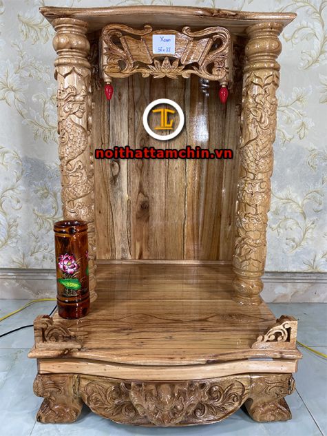 Bàn thờ ông địa gỗ Xoan 56x56x88 (Ngang x Sâu x Cao)
